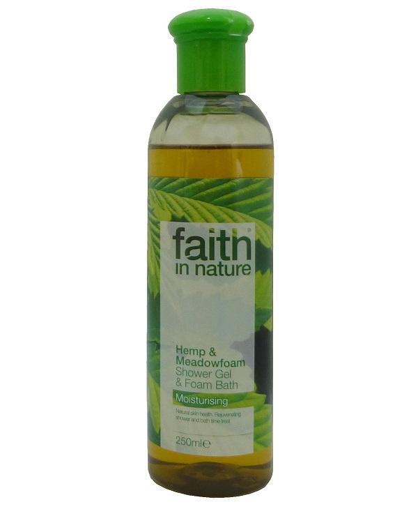 Гель для душа Пена для ванны натуральная Faith in nature с маслами семян Конопли и Пенника лугового, 250мл